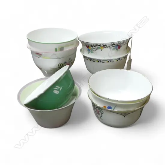 10 SHELLEY CHINA SUGAR BOWLS MIXED PATS