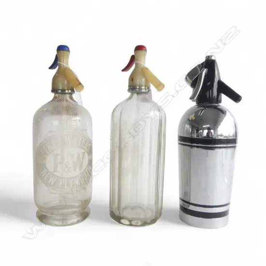 THREE OLD SIPHONS, CHROME DECO, BOYD & McCRONE & PIKE & WATERS 