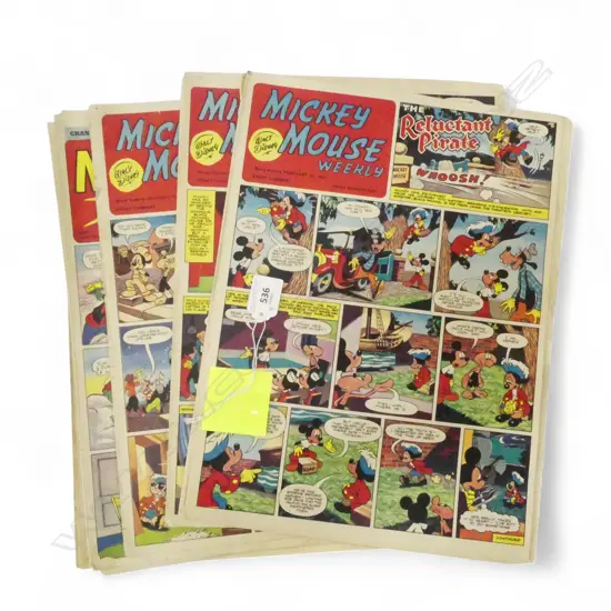 EIGHT VINTAGE 1953 MICKEY MOUSE WEEKLY COMICS, L.360MM