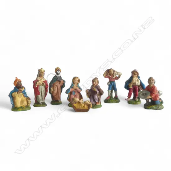 9 PCE VINTAGE ITALIAN NATIVITY SET H.80mm