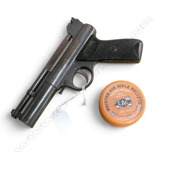 WEBLEY PISTOL L.215mm + TIN OF PELLETS