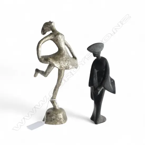 METAL BALLERINA FIGURINE H.225mm + BRONZE JAPANESE WOMAN H.180mm