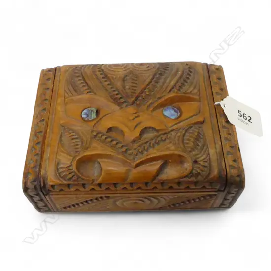CARVED MAORI WOODEN BOX 