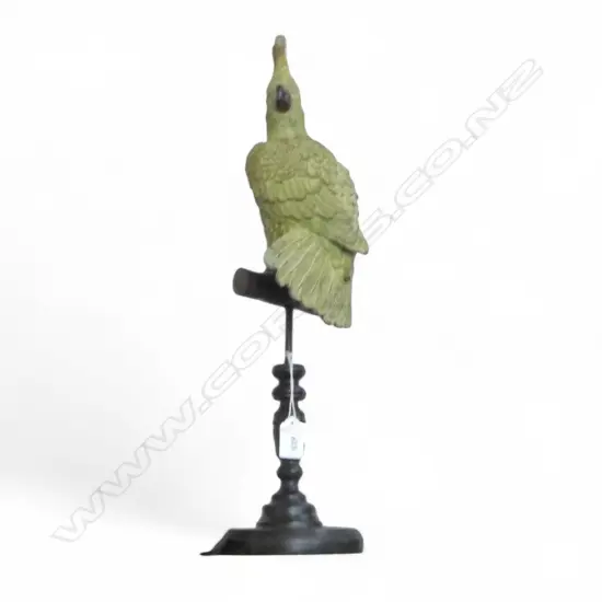 RESIN GREEN COCKATOO ON STAND H.540mm