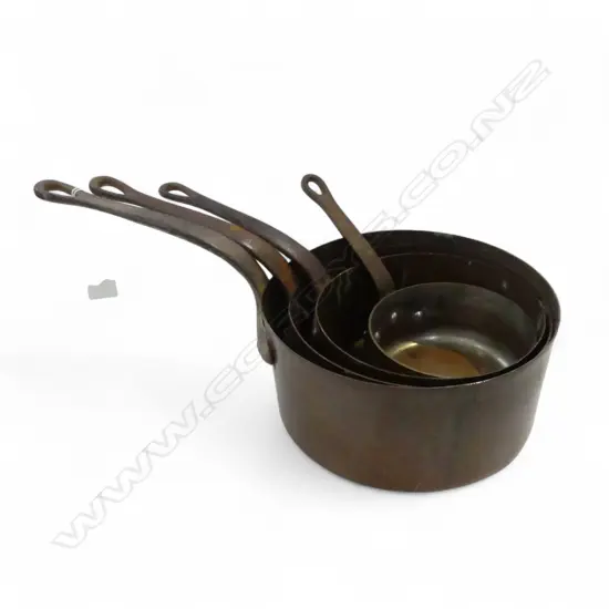 GR SET OF 4 COPPER/METAL SAUCEPANS W.400mm