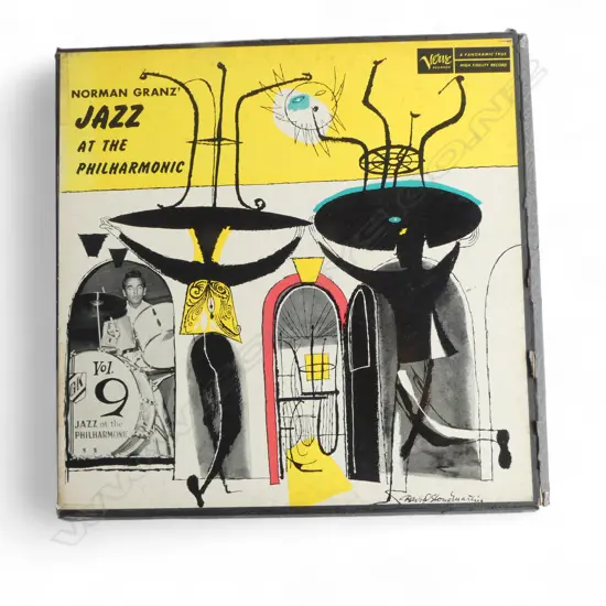NORMAN GRANZ 3 LP BOX SET JAZZ AT THE PHILHARMONIC VERVE RECORDS MG VOL 9 DAMAGE TO BOX