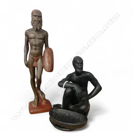 ALEXANDER TAKACS AUSTRALIA YADAKI (DIDGERIDOO) PLAYER STATUE H.180mm + OTHER ABORIGINAL FIGURE 