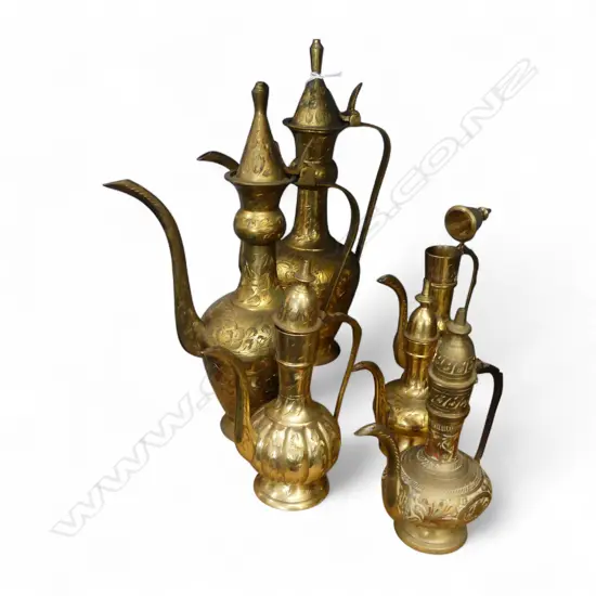 6 BRASS COFFEE EWERS H.280mm