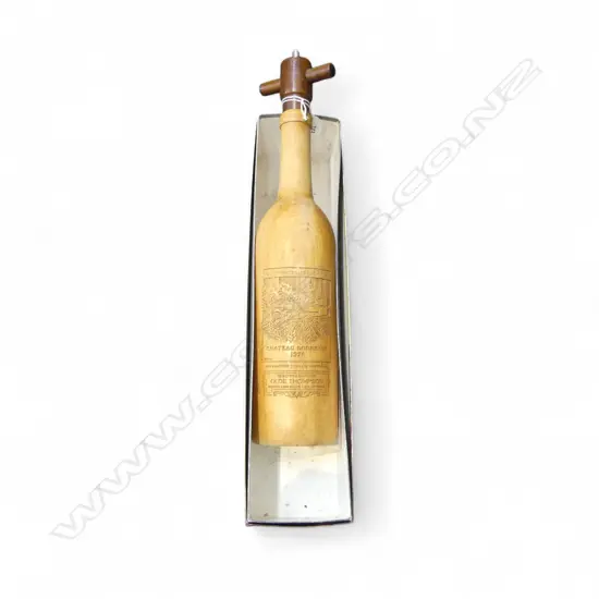WOODEN WINE BOTTLE PEPPER MILL BY OLDE THOMPSON USA + ORIG. BOX H.365mm
