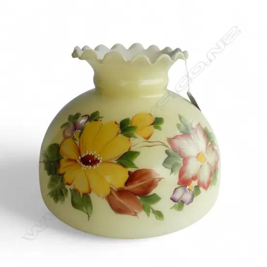 VICTORIAN HAND PAINTED FLORAL LAMP SHADE, D.250MM H.190MM