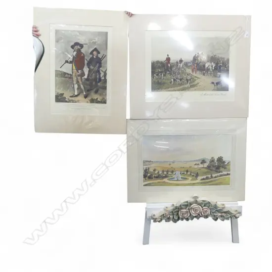 3 UNFRAMED PRINTS; CROSS ROADS, 400x525mm, GOLFERS AT BLACKHEATH, HOYTE VIEW DEVONPORT 1868
