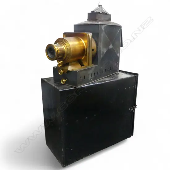 TIN CASED MAGIC LANTERN. H.410 L.500mm (From the Estate of Tommy Doyle)