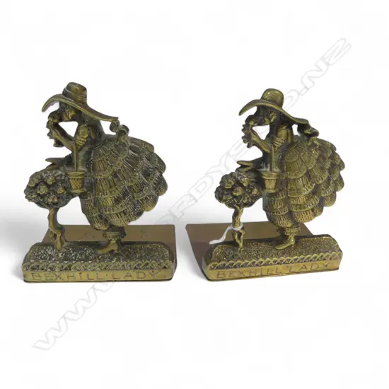 PR BRASS 'BEXHILL LADY' BOOK ENDS H.130mm