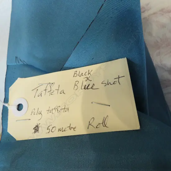 FABRIC BOLT; TAFFETA BLUE & BLACK SHOT, POLY TAFFETA, 50M