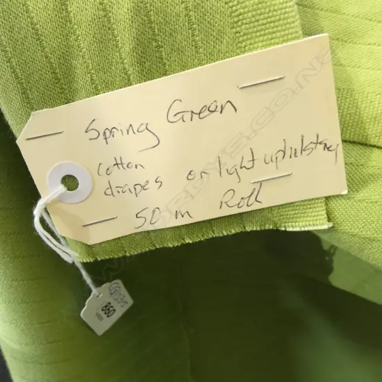 FABRIC BOLT; SPRING GREEN, COTTON, DRAPES OR LIGHT UPHOLSTERY, 50M