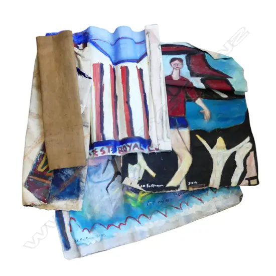 LEE FELTHAM, VARIOUS STUDIES, ACRYLIC ON UNSTRETCHED CANVAS x 6 , LGST 770 X 920 MM provenance below