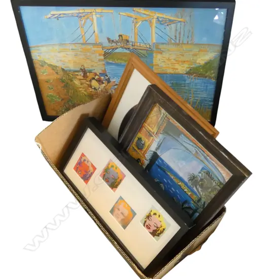 LOT ASST FRAMED PRINTS - VAN GOGH/PICASSO/WARHOL ETC
