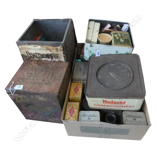 ASST. VINTAGE PACKAGING + 2 LG TINS