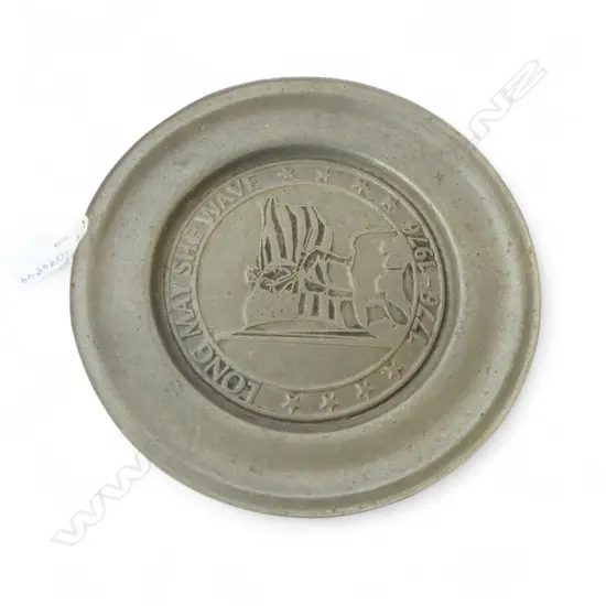 PEWTER PLATE, 'LONG MAY SHE WAVE 1776-1976' AMERICAN COM. PLATE Dia.265mm