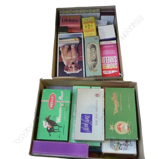2 BOXES VINTAGE CHOCOLATE BOXES ETC