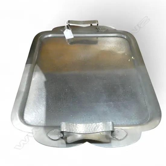 ARTS & CRAFTS PEWTER SERVING TRAY BY WALKER & HALL HOWARD PEWTER, L.460MM W.308MM