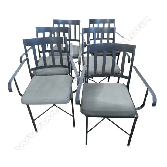 6 BLACK METAL OUTDOOR DINING CHAIRS