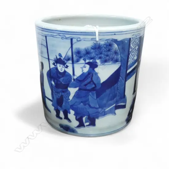 CHINESE B/W BRUSH POT H.160mm, 165mm dia