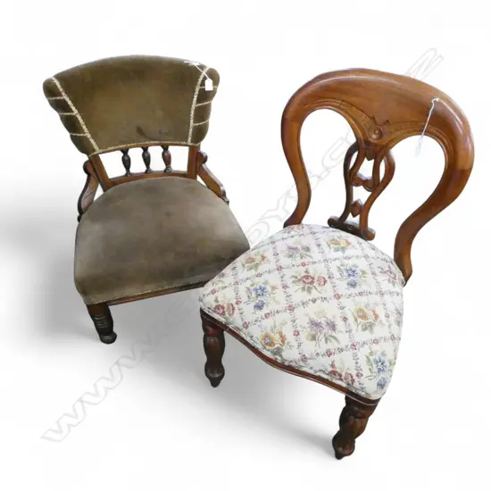 VICTORIAN OCCASIONAL CHAIR + BALLOON BACK CHAIR