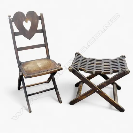VINTAGE FOLDING CHAIR & STOOL