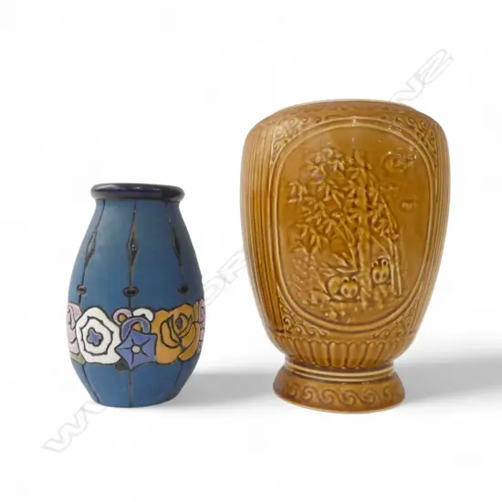 2 VASES; AMPHORA H.175mm & CHINESE H.240mm