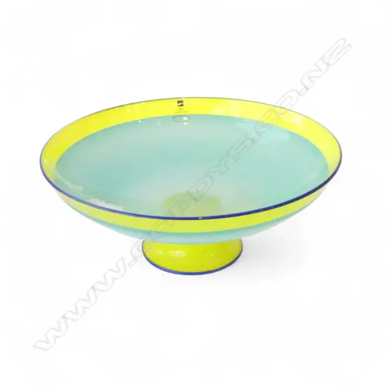 LG HOGLUND ART GLASS PEDASTAL BOWL/COMPORT, H.125mm, Dia.305mm