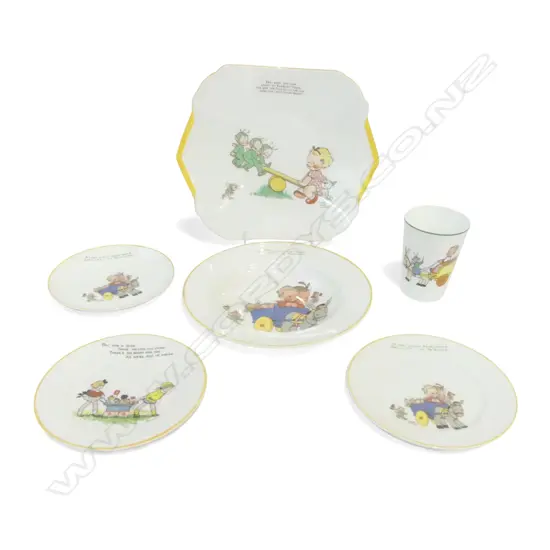 SHELLEY CHINA LUCY ATTWELL 4 PLATES BEAKER & SAUCER