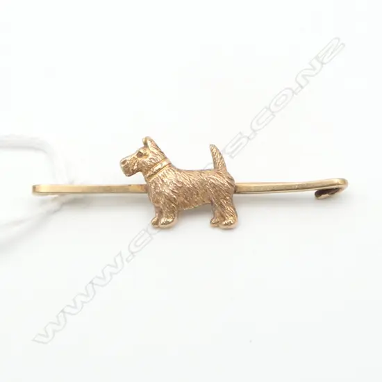OLD 9ct GOLD SCOTTY BROOCH 3gms