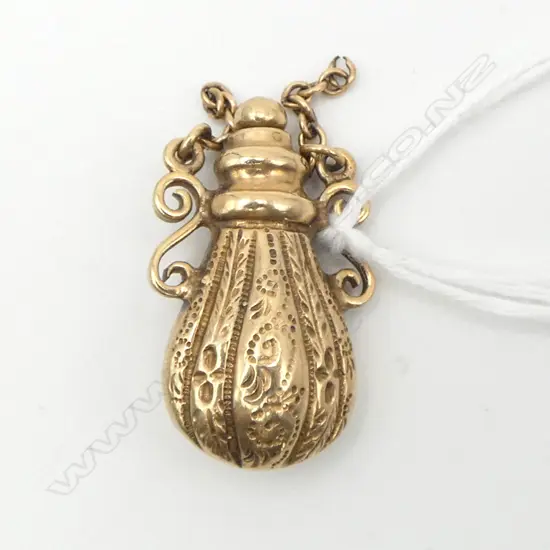 9ct ROSE GOLD SCENT PHIAL PENDANT chain top needs connecting 8gms