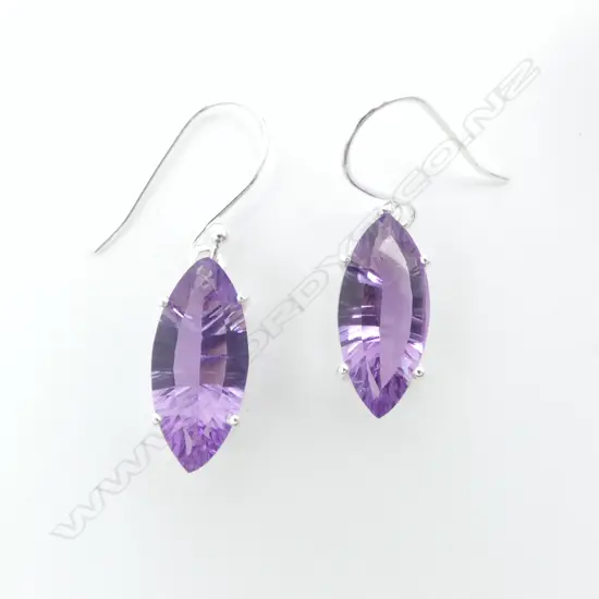 PR SILVER & AMETHYST DROP EARRINGS