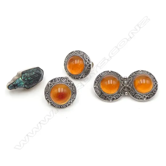 SCARAB BROOCH L.25mm + BROOCH & EARRING SET