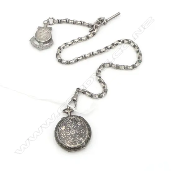 OLD CONTINENTAL SILVER CHAIN & ANCHOR PENDANT + NIELLO WATCH A/F