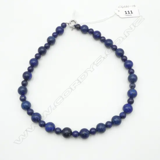 LAPIS LAZULI BEAD NECKLACE, L440mm