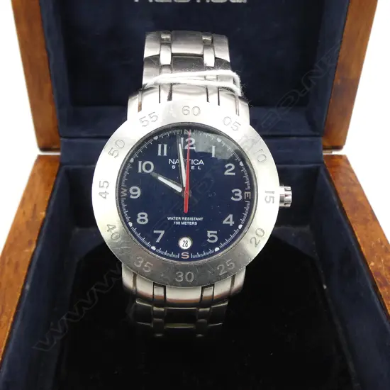 VINTAGE NAUTICA STEEL DIVE WATCH 08509G original strap 