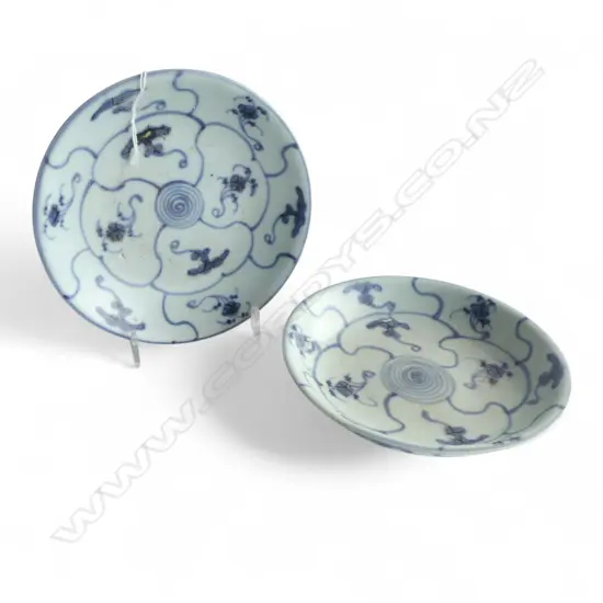 TEK SING WRECK CHINESE B/W 2 SHALLOW DISHES DIA150MM