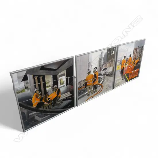 3 MIXED MEDIA WORKS by M. LUSK, 'RENEWAL' SERIES, MIXED MEDIA, 590x590mm