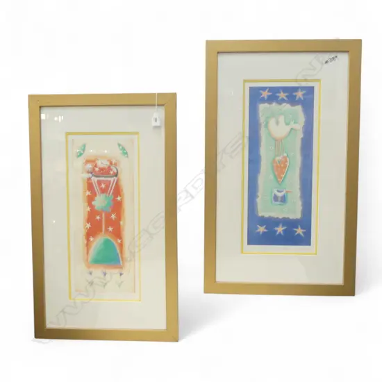 2 FRAMED EDITIONED PRINTS by LIBBY LORD, 8 & 13 OF 200, 460x190mm