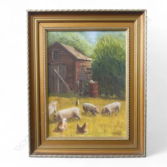 SHIRLEY TORPEY 'BACON & EGGS' OIL ON BOARD 390x290mm