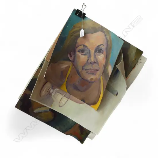 5 GLENYS CULLIMORE UNFRAMED PAINTINGS UNSIGNED, L.590MM (LONGEST)