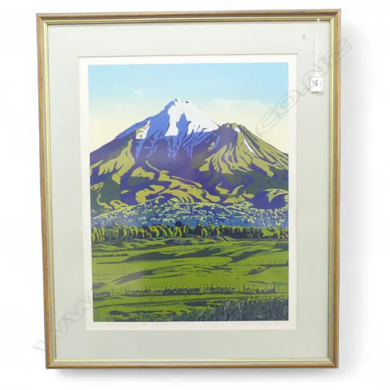 MARIANNE MUGGERIDGE (b. NZ 1952) 'DEC EARLY MORNING FROM OEO RD' (MOUNT TARANAKI) AP SCREEN PRINT '91 585x460mm