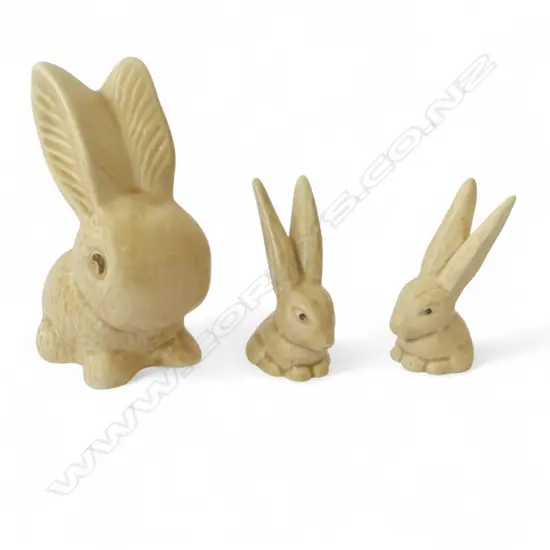 THREE BROWN SYLVAC BUNNIES, #990, TALLEST H.120mm