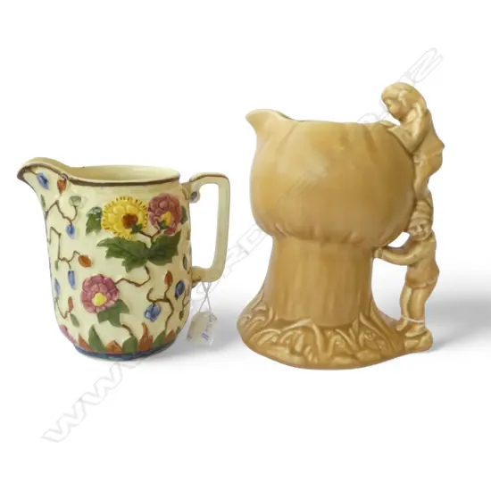 SYLVAC JUG WITH TWO FIGURES AS HANDLE (H.230mm) & H J WOOD JUG 'INDIAN TREE' (H.160mm)