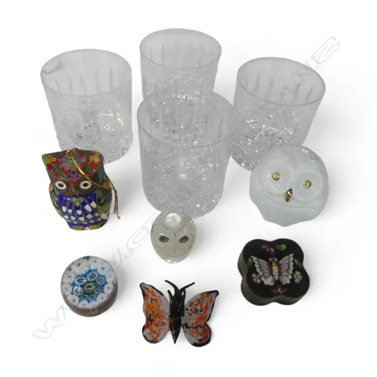 4 CRYSTAL TUMBLERS H.85mm + 6 TRINKETS