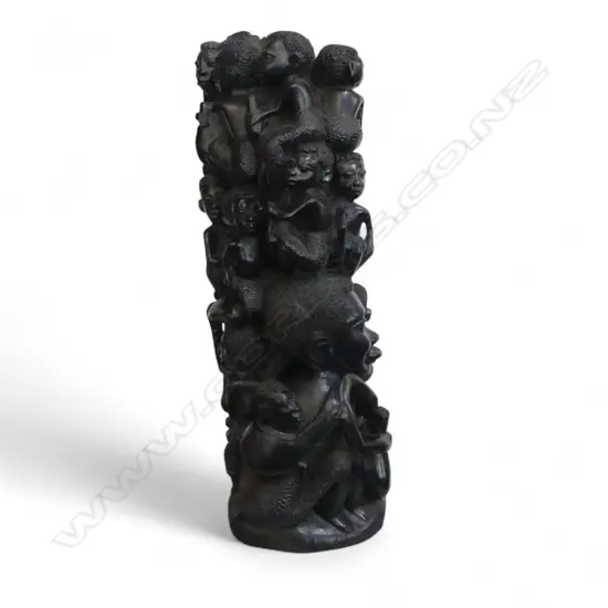 HEAVY AFRICAN CARVING; CLIMBING FIGURES H.415mm