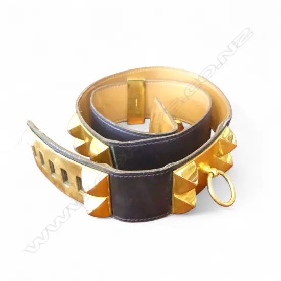 HERMES BLACK LEATHER BELT L.1000mm